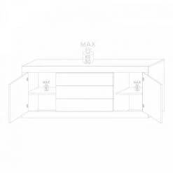 DANSMAMAISON Buffet 2 Portes 3 Tiroirs Noir/Or - DILARA - L 210 X L 43 X H 86 Cm - Noir -Buffet et enfilade Soldes 45793121 4