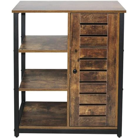 HELLOSHOP26 Commode Buffet Pour Salon Style Industriel 3 étagères Et 1 Compartiment Fermé 80 Cm Cadre En Fer Pour Chambre Couloir Bureau Meuble De Rangement Marron Rustique - Marron 1 HELLOSHOP26 Commode Buffet Pour Salon Style Industriel 3 étagères Et 1 Compartiment Fermé 80 Cm Cadre En Fer Pour Chambre Couloir Bureau Meuble De Rangement Marron Rustique - Marron