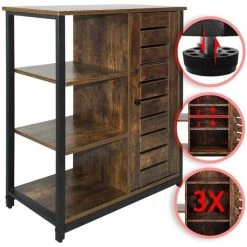 HELLOSHOP26 Commode Buffet Pour Salon Style Industriel 3 étagères Et 1 Compartiment Fermé 80 Cm Cadre En Fer Pour Chambre Couloir Bureau Meuble De Rangement Marron Rustique - Marron 6 HELLOSHOP26 Commode Buffet Pour Salon Style Industriel 3 étagères Et 1 Compartiment Fermé 80 Cm Cadre En Fer Pour Chambre Couloir Bureau Meuble De Rangement Marron Rustique - Marron -Buffet et enfilade Soldes 45811270 2