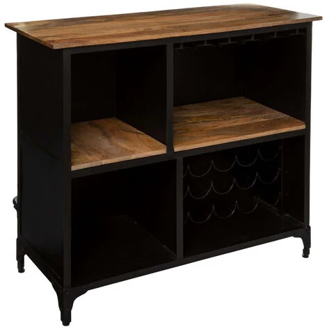 Meuble Bar / Buffet En Fer Coloris Noir - Longueur 110 X Profondeur 50 X Hauteur 104 Cm -PEGANE- 1 Meuble Bar / Buffet En Fer Coloris Noir - Longueur 110 X Profondeur 50 X Hauteur 104 Cm -PEGANE-