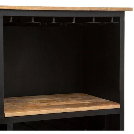 Meuble Bar / Buffet En Fer Coloris Noir - Longueur 110 X Profondeur 50 X Hauteur 104 Cm -PEGANE- 2 Meuble Bar / Buffet En Fer Coloris Noir - Longueur 110 X Profondeur 50 X Hauteur 104 Cm -PEGANE- – Image 2