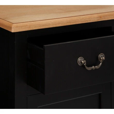 Buffet 2 Portes + 2 Tiroirs Coloris Noir - Longueur 80 X Profondeur 40 X Hauteur 85 Cm -PEGANE- 3 Buffet 2 Portes + 2 Tiroirs Coloris Noir - Longueur 80 X Profondeur 40 X Hauteur 85 Cm -PEGANE- – Image 3