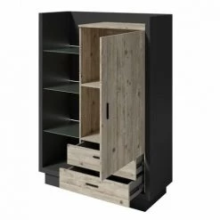 PRICE FACTORY Buffet Haut CORK Avec LED Intégrées. Coloris Gris Et Pin. Style Design - Gris -Buffet et enfilade Soldes 45873569 4