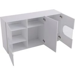 ORGANNICE Buffet Moderne Blanc Brillant Avec éclairage Led Variable, Buffet Salon Et Salle à Manger 150cm - Blanc