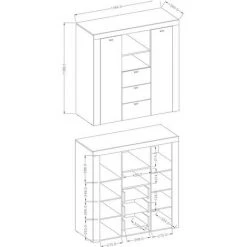 PRICE FACTORY Buffet Haut 120cm Style Design Collection KEA. Effet Pin Blanc Et Chêne - Marron 5 PRICE FACTORY Buffet Haut 120cm Style Design Collection KEA. Effet Pin Blanc Et Chêne - Marron -Buffet et enfilade Soldes 45955278 3