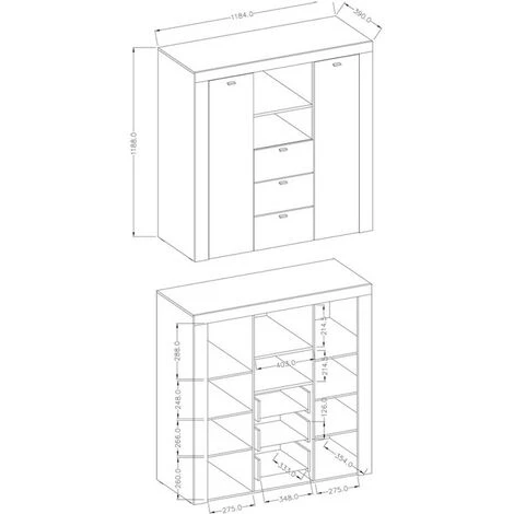 PRICE FACTORY Buffet Haut 120cm Style Design Collection KEA. Effet Pin Blanc Et Chêne - Marron 3 PRICE FACTORY Buffet Haut 120cm Style Design Collection KEA. Effet Pin Blanc Et Chêne - Marron – Image 3