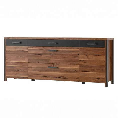 PRICE FACTORY Buffet 200cm Collection WINDSOR . Coloris Chêne Foncé Et Gris Anthracite. - Marron 1 PRICE FACTORY Buffet 200cm Collection WINDSOR . Coloris Chêne Foncé Et Gris Anthracite. - Marron
