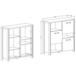 PRICE FACTORY Bahut 110cm Collection WINDSOR. Coloris Chêne Foncé Et Gris Anthracite. - Marron -Buffet et enfilade Soldes 46035303 3