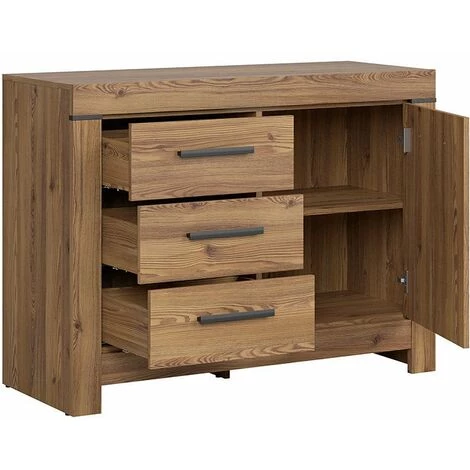 HUCOCO WIBORG - Buffet Style Moderne Salon/chambre/salle à Manger - 112x85x45 - 4 Tiroirs+1 Porte - Bois 3 HUCOCO WIBORG - Buffet Style Moderne Salon/chambre/salle à Manger - 112x85x45 - 4 Tiroirs+1 Porte - Bois – Image 3