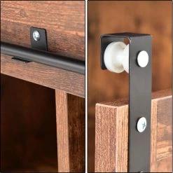 ORGANNICE Buffet, Armoire De Cuisine, Armoire De Rangement, Armoire Latérale, Avec Portes Coulissantes, étagère Réglable, étagères Ouvertes, Salon, Salle à Manger, Couloir, Design Industriel, Marron Vintage - Brun -Buffet et enfilade Soldes 46225563 4