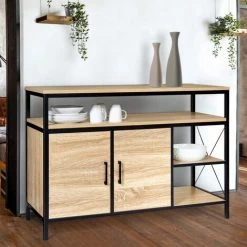 IDMARKET Buffet Bas 2 Portes DETROIT Design Industriel