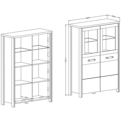 PRICE FACTORY Buffet Haut Collection WINDSOR. Coloris Gris Anthracite Et Chêne Foncé. - Gris 5 PRICE FACTORY Buffet Haut Collection WINDSOR. Coloris Gris Anthracite Et Chêne Foncé. - Gris – Image 5
