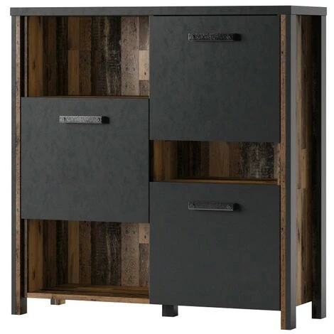 PRICE FACTORY Bahut 110cm Collection WINDSOR. Coloris Gris Anthracite Et Chêne Foncé. - Gris 1 PRICE FACTORY Bahut 110cm Collection WINDSOR. Coloris Gris Anthracite Et Chêne Foncé. - Gris