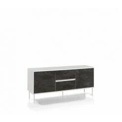 TFT HOME FURNITURE Buffet 2 Portes/2 Tiroirs BLOIS Blanc/oxyde