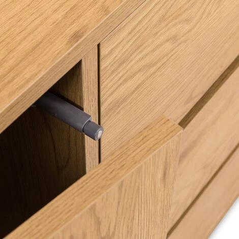 DECO IN PARIS Buffet Enfilade 3 Tiroirs 2 Portes En Bois Couleur Chêne SACHA - Bois Clair 4 DECO IN PARIS Buffet Enfilade 3 Tiroirs 2 Portes En Bois Couleur Chêne SACHA - Bois Clair – Image 4