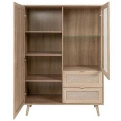 IPERBRIKO Buffet Deux Portes Deux Tiroirs Deux Portes Effet Osier BALI 101.5x 40x H139 Cm -Buffet et enfilade Soldes 46377702 3