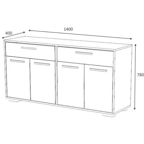 IPERBRIKO Buffet Polyvalent Avec Quatre Portes Et Deux Tiroirs Chêne Blanc TRUVA 140x40x H78 Cm 3 IPERBRIKO Buffet Polyvalent Avec Quatre Portes Et Deux Tiroirs Chêne Blanc TRUVA 140x40x H78 Cm – Image 3