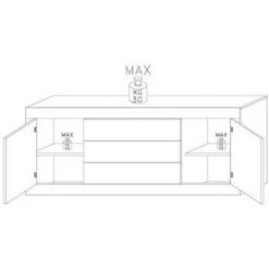 IPERBRIKO Buffet Avec 2 Portes Blanches Brillantes Et 3 Tiroirs En Wengé 210x43xh 86 Cm -Buffet et enfilade Soldes 46377828 3