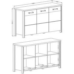 PRICE FACTORY Buffet 140cm Collection WINDSOR . Coloris Gris Anthracite Et Chêne Foncé. - Gris 7 PRICE FACTORY Buffet 140cm Collection WINDSOR . Coloris Gris Anthracite Et Chêne Foncé. - Gris -Buffet et enfilade Soldes 46379388 4