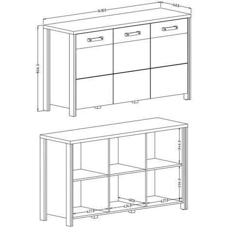 PRICE FACTORY Buffet 140cm Collection WINDSOR . Coloris Gris Anthracite Et Chêne Foncé. - Gris 4 PRICE FACTORY Buffet 140cm Collection WINDSOR . Coloris Gris Anthracite Et Chêne Foncé. - Gris – Image 4