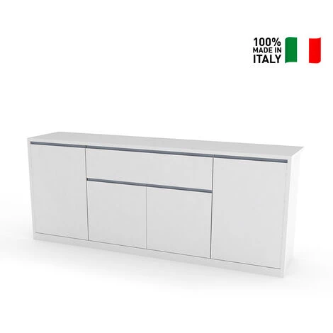AHD AMAZING HOME DESIGN Buffet Blanc Brillant 210cm Tiroir 4 Portes Entrée Salle À Manger Mito 2 AHD AMAZING HOME DESIGN Buffet Blanc Brillant 210cm Tiroir 4 Portes Entrée Salle À Manger Mito – Image 2