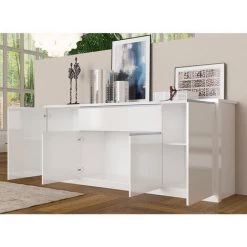 AHD AMAZING HOME DESIGN Buffet Blanc Brillant 210cm Tiroir 4 Portes Entrée Salle À Manger Mito 8 AHD AMAZING HOME DESIGN Buffet Blanc Brillant 210cm Tiroir 4 Portes Entrée Salle À Manger Mito -Buffet et enfilade Soldes 46428196 4