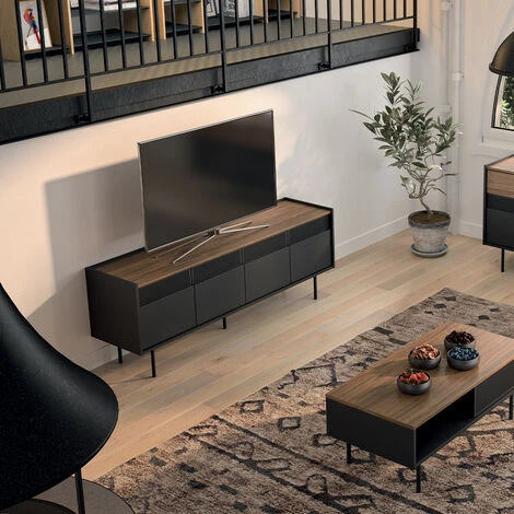 TEMAHOME - Buffet RADIO Noyer Et Noir Laqué - Noce E Lacca Nera 2 TEMAHOME - Buffet RADIO Noyer Et Noir Laqué - Noce E Lacca Nera – Image 2