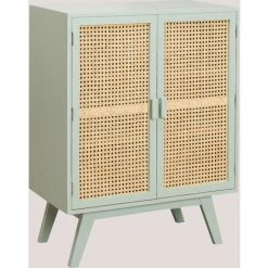 Buffet En Bois Avec 2 Portes En Bois Ralik Colors Design SKLUM Bois De Paulownia - Osier - Céladon