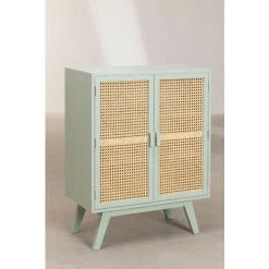 Buffet En Bois Avec 2 Portes En Bois Ralik Colors Design SKLUM Bois De Paulownia - Osier - Céladon -Buffet et enfilade Soldes 46798289 4