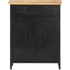 TRUE DEAL Buffet 60x30x76 Cm Bois De Manguier Brut -Buffet et enfilade Soldes 46827001 3