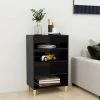 ASUPERMALL Buffet Noir Brillant 57x35x90 Cm Agglomere