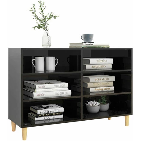 ASUPERMALL Buffet Noir Brillant 103,5x35x70 Cm Agglomere 3 ASUPERMALL Buffet Noir Brillant 103,5x35x70 Cm Agglomere – Image 3