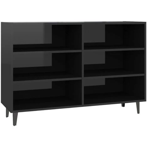 ASUPERMALL Buffet Noir Brillant 103,5x35x70 Cm Agglomere 2 ASUPERMALL Buffet Noir Brillant 103,5x35x70 Cm Agglomere – Image 2