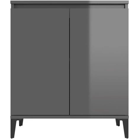ASUPERMALL Buffet Gris Brillant 60x35x70 Cm Agglomere 5 ASUPERMALL Buffet Gris Brillant 60x35x70 Cm Agglomere – Image 5