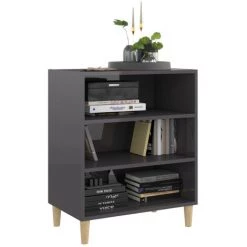 ASUPERMALL Buffet Gris Brillant 57x35x70 Cm Agglomere -Buffet et enfilade Soldes 46890550 3