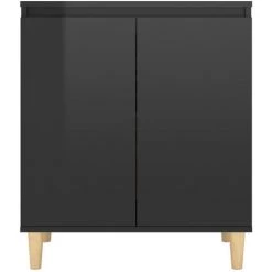ASUPERMALL Buffet Avec Pieds En Bois Noir Brillant 60x35x70 Cm Agglomere 9 ASUPERMALL Buffet Avec Pieds En Bois Noir Brillant 60x35x70 Cm Agglomere -Buffet et enfilade Soldes 46890735 5