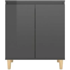 ASUPERMALL Buffet Avec Pieds En Bois Gris Brillant 60x35x70 Cm Agglomere 9 ASUPERMALL Buffet Avec Pieds En Bois Gris Brillant 60x35x70 Cm Agglomere -Buffet et enfilade Soldes 46890740 5