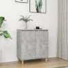 ASUPERMALL Buffet Avec Pieds En Bois Gris Beton 60x35x70 Cm Agglomere