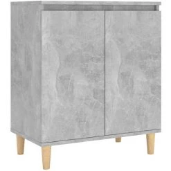 ASUPERMALL Buffet Avec Pieds En Bois Gris Beton 60x35x70 Cm Agglomere -Buffet et enfilade Soldes 46890741 2
