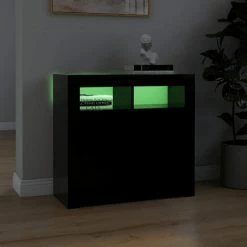 ASUPERMALL Buffet Avec Lumieres LED Noir 80x35x75 Cm -Buffet et enfilade Soldes 46890754 4