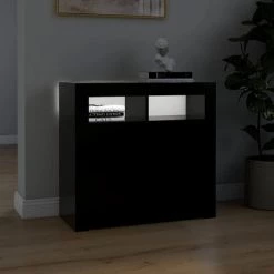 ASUPERMALL Buffet Avec Lumieres LED Noir 80x35x75 Cm -Buffet et enfilade Soldes 46890754 5