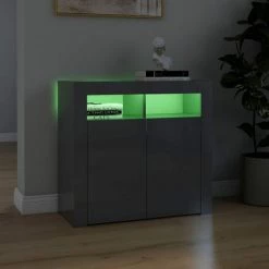 ASUPERMALL Buffet Avec Lumieres LED Gris Brillant 80x35x75 Cm -Buffet et enfilade Soldes 46890756 4