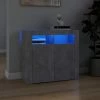 ASUPERMALL Buffet Avec Lumieres LED Gris Beton 80x35x75 Cm