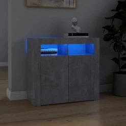 ASUPERMALL Buffet Avec Lumieres LED Gris Beton 80x35x75 Cm