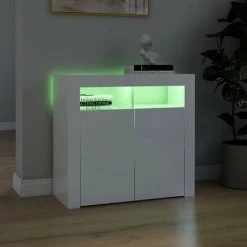 ASUPERMALL Buffet Avec Lumieres LED Blanc Brillant 80x35x75 Cm -Buffet et enfilade Soldes 46890765 4