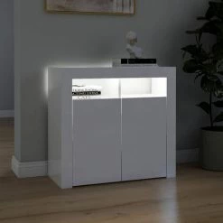 ASUPERMALL Buffet Avec Lumieres LED Blanc Brillant 80x35x75 Cm -Buffet et enfilade Soldes 46890765 5