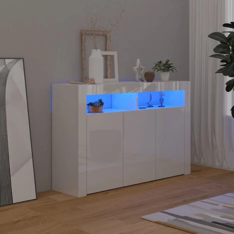 ASUPERMALL Buffet Avec Lumieres LED Blanc Brillant 115,5x30x75 Cm 1 ASUPERMALL Buffet Avec Lumieres LED Blanc Brillant 115,5x30x75 Cm