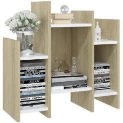 ASUPERMALL Armoire Laterale Blanc Et Chene Sonoma 60x26x60 Cm Agglomere -Buffet et enfilade Soldes 46891258 4