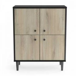 DANSMAMAISON Vaisselier 4 Portes Noir/Chêne - TYARI - L 60..5 X L 28.5 X H 75.5 Cm - Noir 6 DANSMAMAISON Vaisselier 4 Portes Noir/Chêne - TYARI - L 60..5 X L 28.5 X H 75.5 Cm - Noir -Buffet et enfilade Soldes 46894342 2