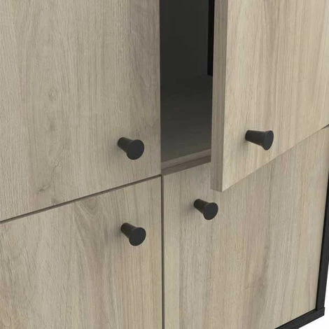 DANSMAMAISON Vaisselier 4 Portes Noir/Chêne - TYARI - L 60..5 X L 28.5 X H 75.5 Cm - Noir 3 DANSMAMAISON Vaisselier 4 Portes Noir/Chêne - TYARI - L 60..5 X L 28.5 X H 75.5 Cm - Noir – Image 3